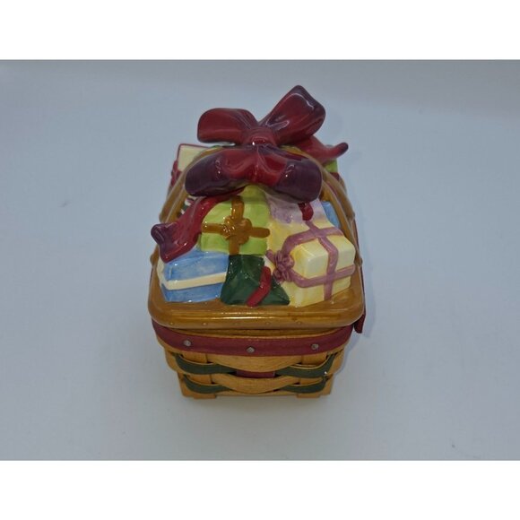 Longaberger Hand-Painted Ceramic Basket With Gift Design & Box - Picture 4 of 11